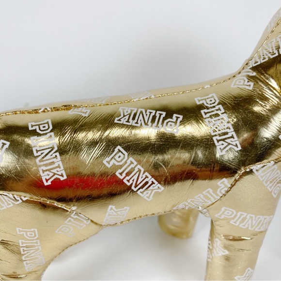 PINK Victorias Secret Metallic Mini Dog White Logo Collectible Stuffed NEW - Picture 3 of 7